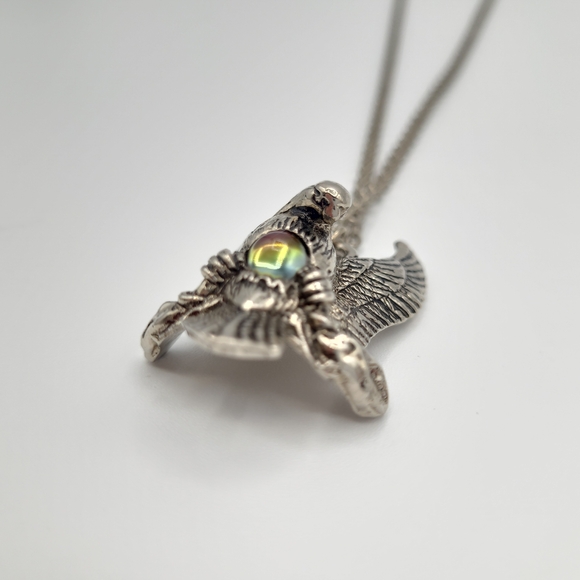 Majestic Silver Eagle Pendant Necklace - Vintage 90s - Picture 11 of 12